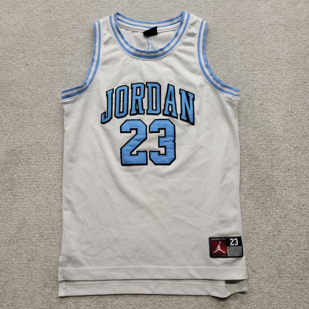 Michael Jordan 23 Youth Basketball Jersey White Carolina Blue Size Medium